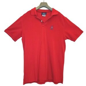 Psycho Bunny Men's Pique Red Stripe Silver Bunny Statement Golf Polo Euro 7 / XL